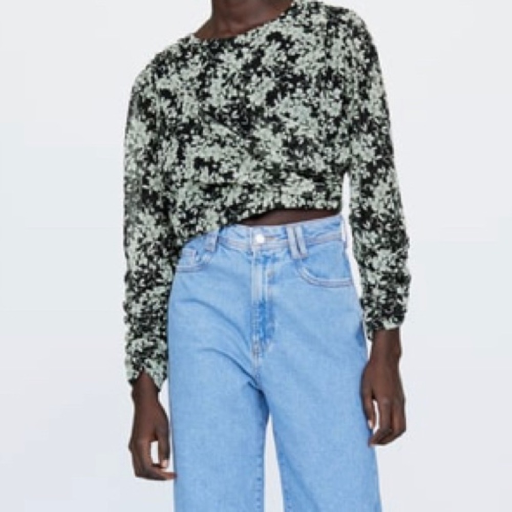 ZARA long sleeve crop top